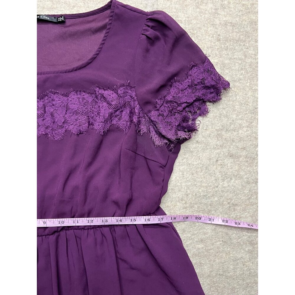 Doe & Rae Purple Short Sleeve With Lace Trim Mini Dress Size 1X - Picture 9 of 10